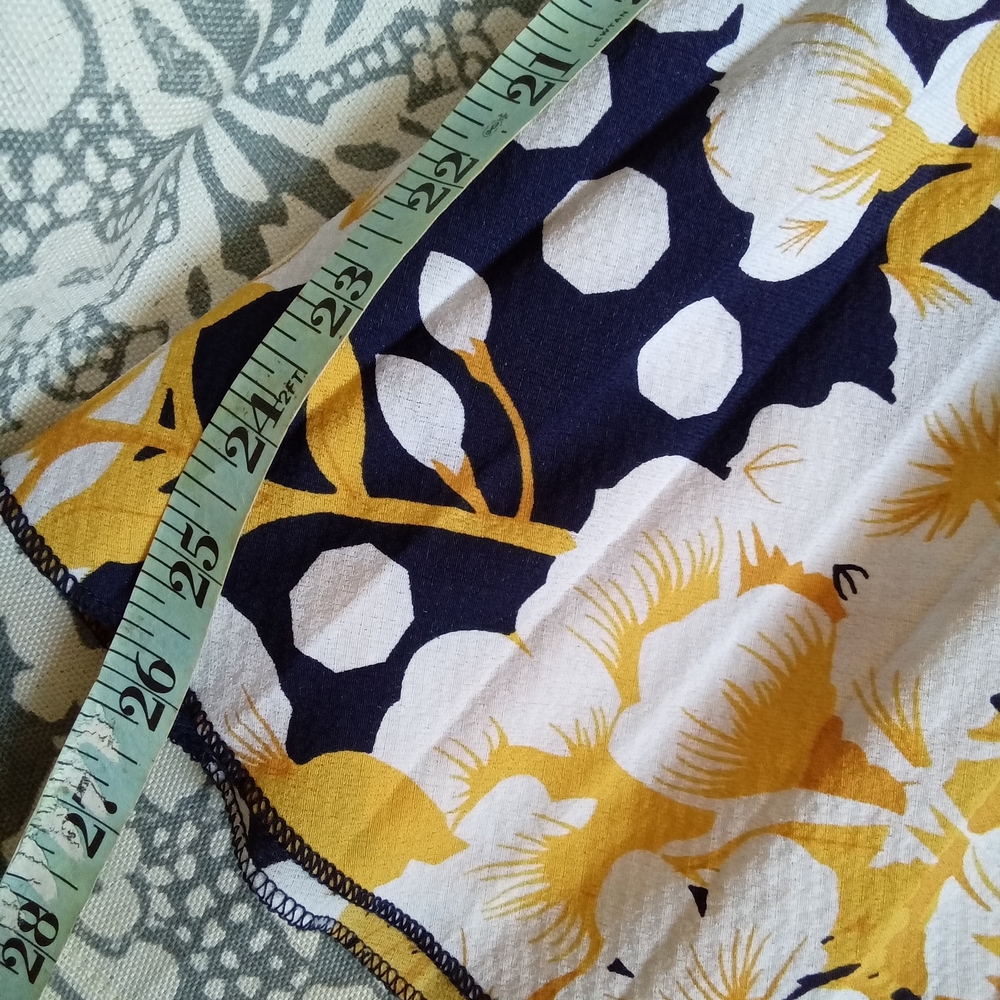 Metro Wear Navy Midi Skirt with White Polka Dots and Yellow Floral Border - Picture 6 of 6